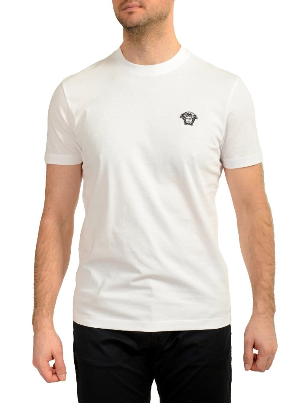 Versace Men's White Black Medusa Embroidery Short Sleeve T-Shirt US 4XL IT 60